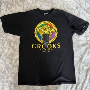 Crooks & Castles Black Tee with Yellow Medusa Graphic